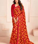 Red georgette elegant designer digital printed saree