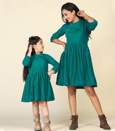 Green samaira velvet dresses for mom & daughter