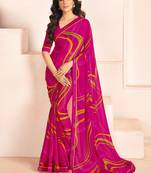 Pink georgette elegant designer digital printed saree