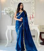 ready to wear rama fendy satin saree designed with lace border