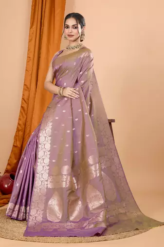 Pink woven zari faux banarasi silk blend saree