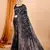Woven double jari black soft silk blend partywear saree
