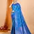 Woven double jari blue soft silk blend partywear saree