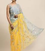 Yellow organza gota patti work saree