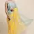 Yellow organza gota patti work saree