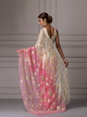 Pink organza gota patti work saree 2