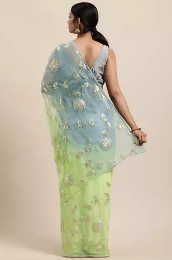 Pista organza gota patti work saree