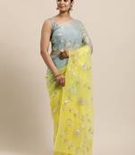 Lime organza gota patti work saree