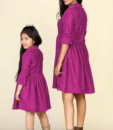 Fuchsia samaira velvet dresses for mom & daughter