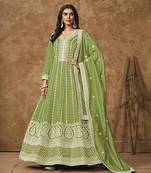 Light green embroidery dolla silk anarkali suit