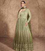 Pista green georgette embroidered anarkali suit