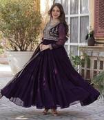 Purple Georgette Embroidered Anarkali with Dupatta