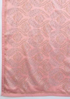 Orange chanderi silk blend swarovski work saree with unstitch blouse piece 7