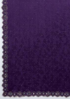 Purple Art Silk Swarovski Mirror Work Saree with Unstitch Blouse Piece  8