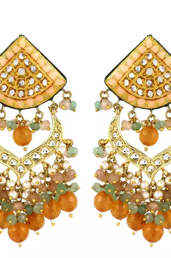 Polki chandbali jhumka earrings