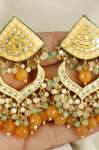 Polki chandbali jhumka earrings