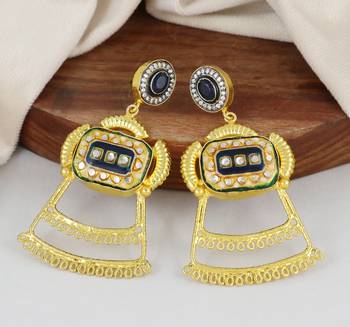 Gold finish sapphire earrings 1
