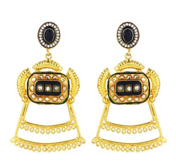 Gold finish sapphire earrings 2