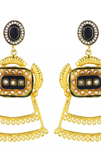 Gold finish sapphire earrings