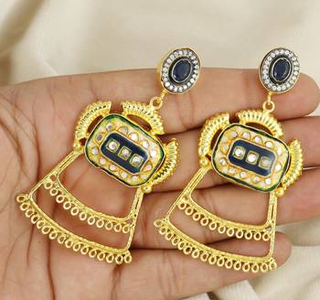 Gold finish sapphire earrings 3