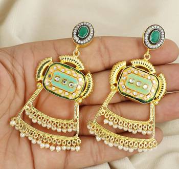 Gold finish green onyx earrings 3