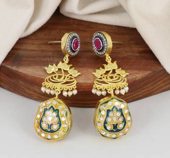 Gold finish lotus flower earrings 1