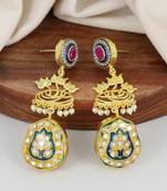 Gold finish lotus flower earrings