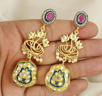 Gold finish lotus flower earrings 3