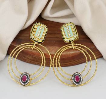 Gold finish meena ruby earrings 1