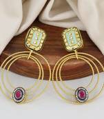 Gold finish meena ruby earrings
