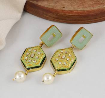 Gold finish amazonite earrings 1