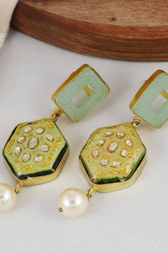 Gold finish amazonite earrings