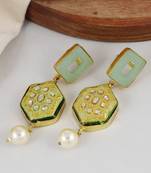 Gold finish amazonite earrings