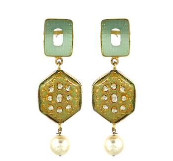 Gold finish amazonite earrings 2