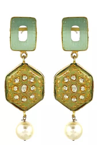 Gold finish amazonite earrings