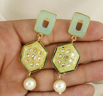 Gold finish amazonite earrings 3