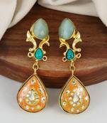 Turquoise teardrop gold earrings
