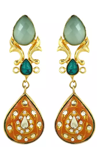 Turquoise teardrop gold earrings