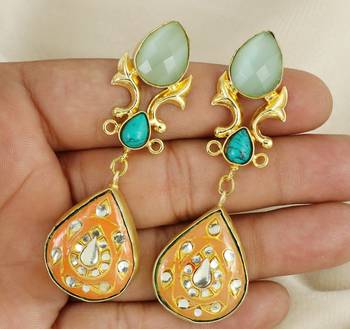 Turquoise teardrop gold earrings 3