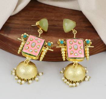 Gold finish meenakari earrings 1
