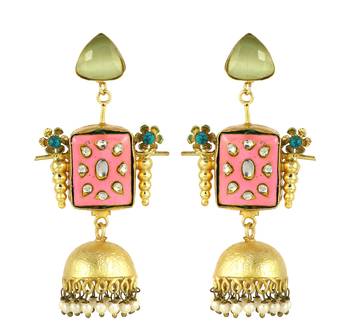 Gold finish meenakari earrings 2