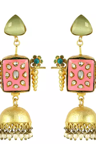Gold finish meenakari earrings