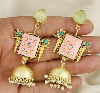 Gold finish meenakari earrings 3