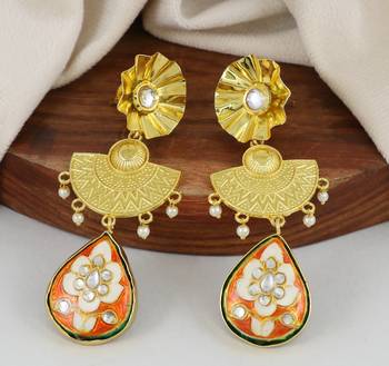 Gold finish dangle drop earrings 1