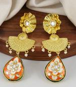 Gold finish dangle drop earrings