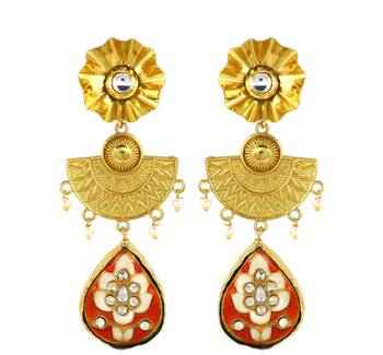Gold finish dangle drop earrings 2