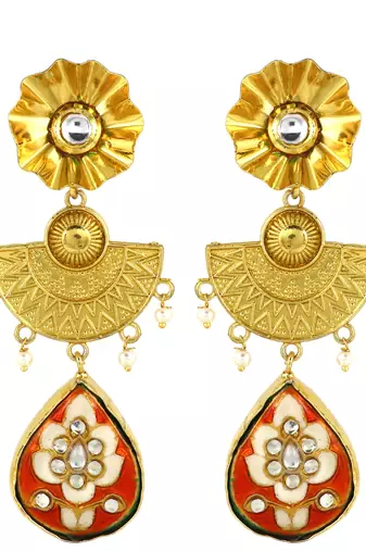 Gold finish dangle drop earrings