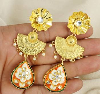 Gold finish dangle drop earrings 3