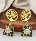 Gold finish yellow onyx earrings