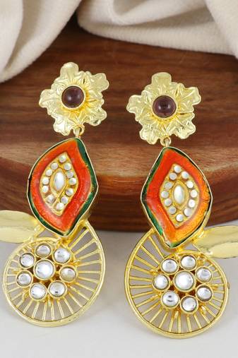 Gold finish amethyst earrings